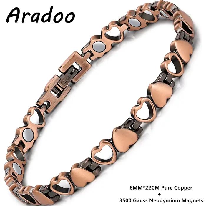 ARADOO Premium pur cuivre Bracelets pour femme amour coeur conception bracelet magnétique bijoux cad