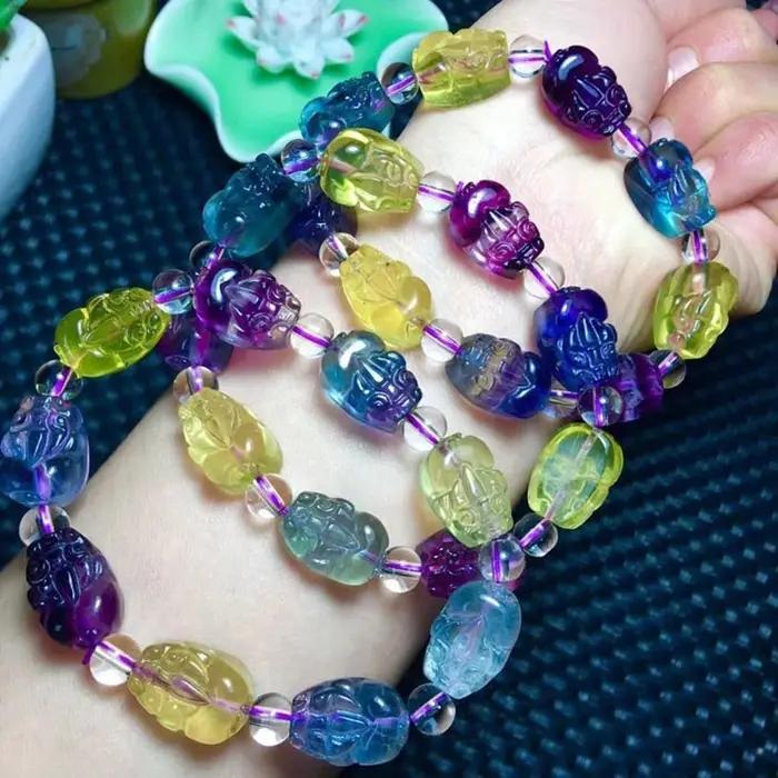 Bracelet de perles en Quartz Fluorite pour hommes et femmes