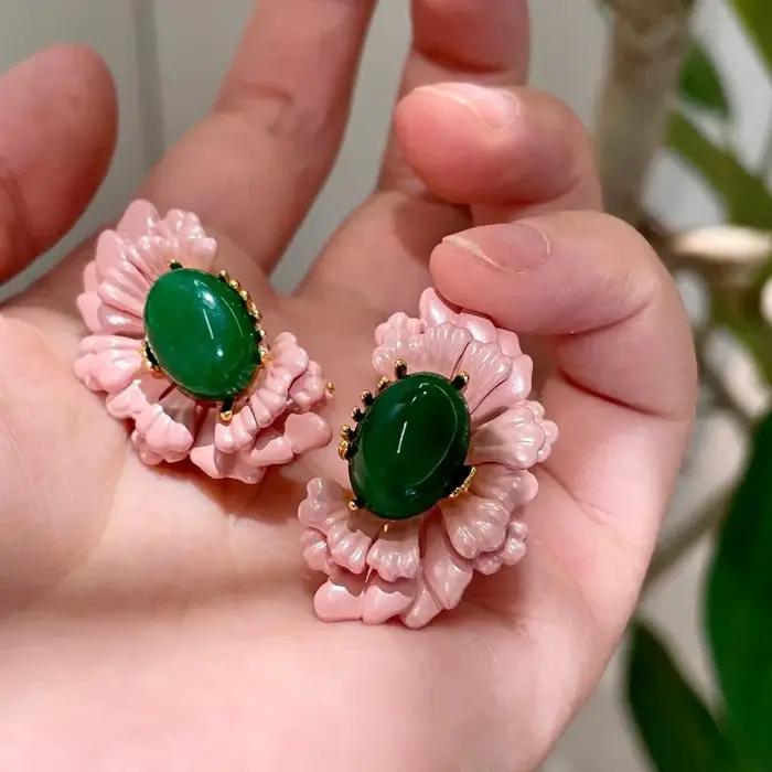 Boucles d'oreilles vintage à fleurs roses, élégantes et rétro, pour femmes