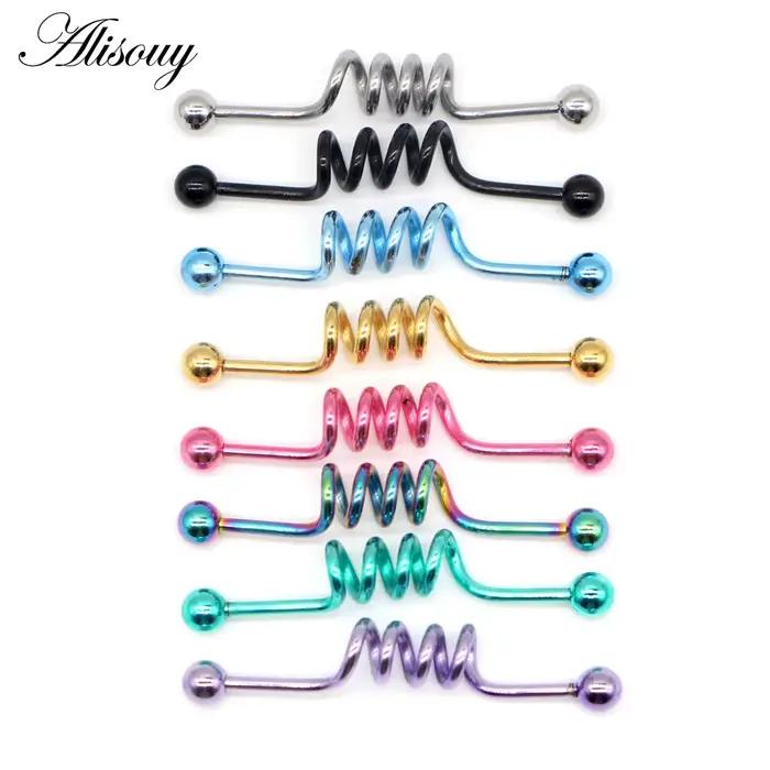Alisouy 1 PC ZigZag vague acier chirurgical haltère industriel Piercing échafaudage barre Cartilage boucles d'oreilles Orelha Piercing corps bijoux