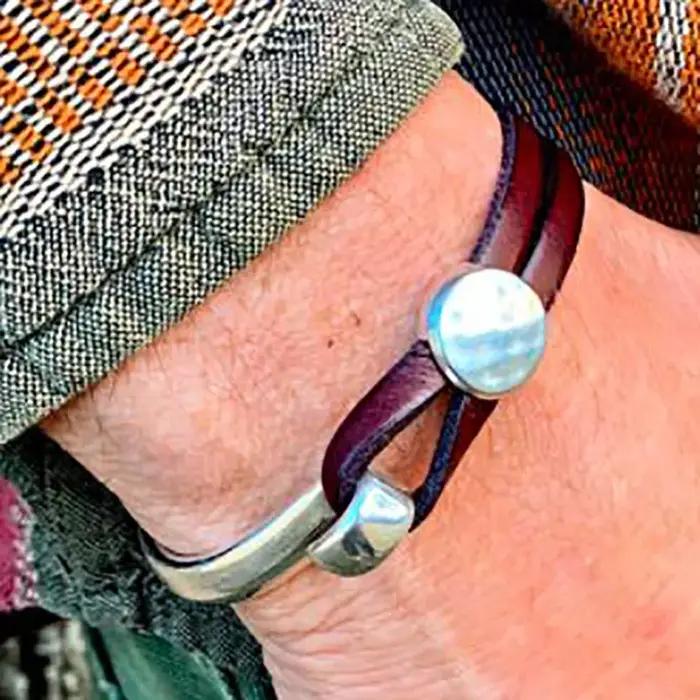 Bracelet rond en cuir PU pour hommes et femmes