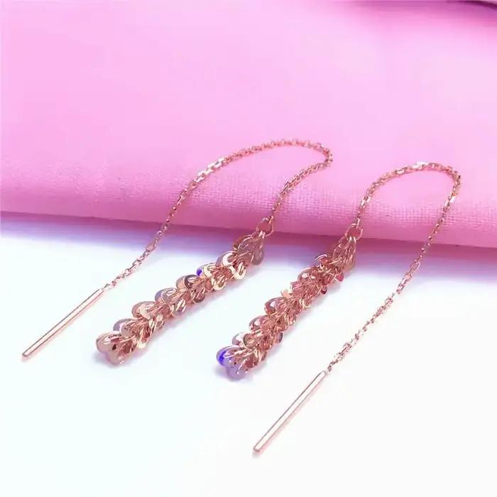 Boucles d'oreilles à pampilles géométriques plaquées or rose pour femmes, style ethnique, bijoux fins, mode originale, parfait pour les soirées formelles et les événements de prestige