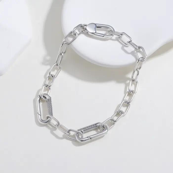 Bracelet en argent sterling 925 fermoir en diamant breloque perlée cadeau romantique pour femmes occasions spéciales anniversaires fiançailles mariage
