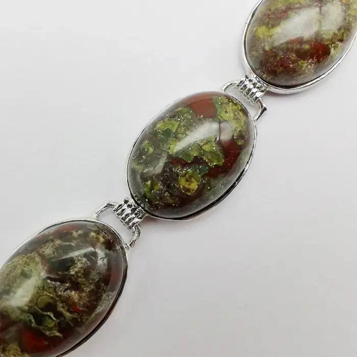Bijoux faits à la main Bracelet opale blanche pour femmes ovale cabine Cabochon perles naturel rose Rhodonite noir Onyx