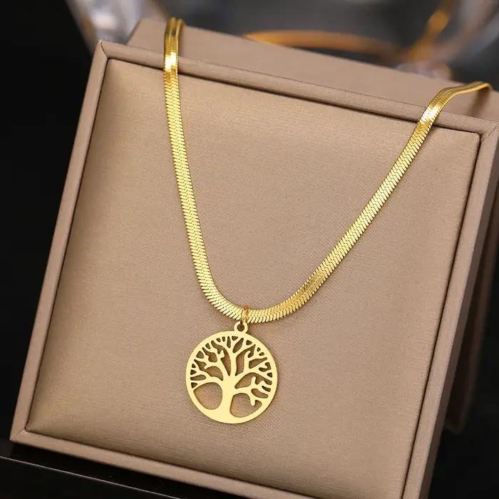 HIPEE mode serpent os chaîne collier pour hommes femmes arbre de vie pendentif