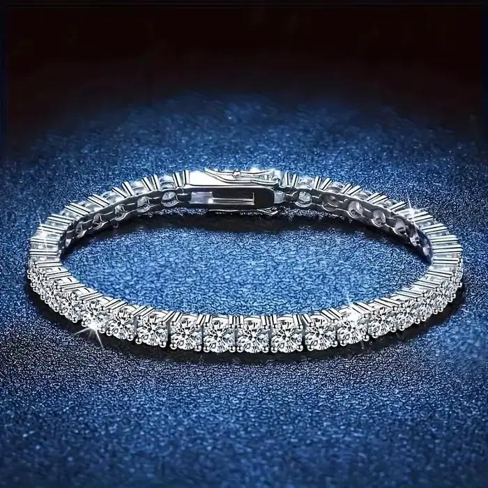 Bracelet Moissanite plaqué platine en argent S925 de haute qualité, bijoux de personnalité scintilla