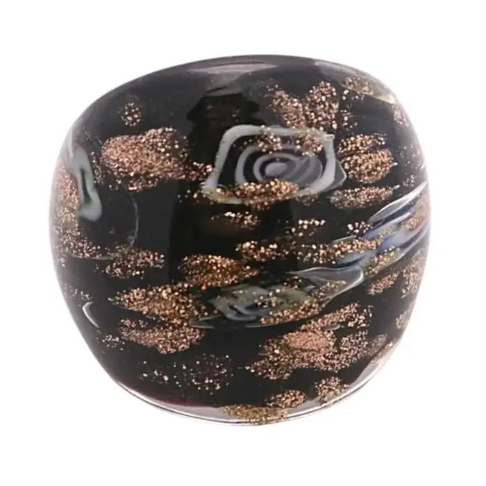Bague artistique en verre A52E, avec incrustation sable doré Unique, pour femmes élégantes