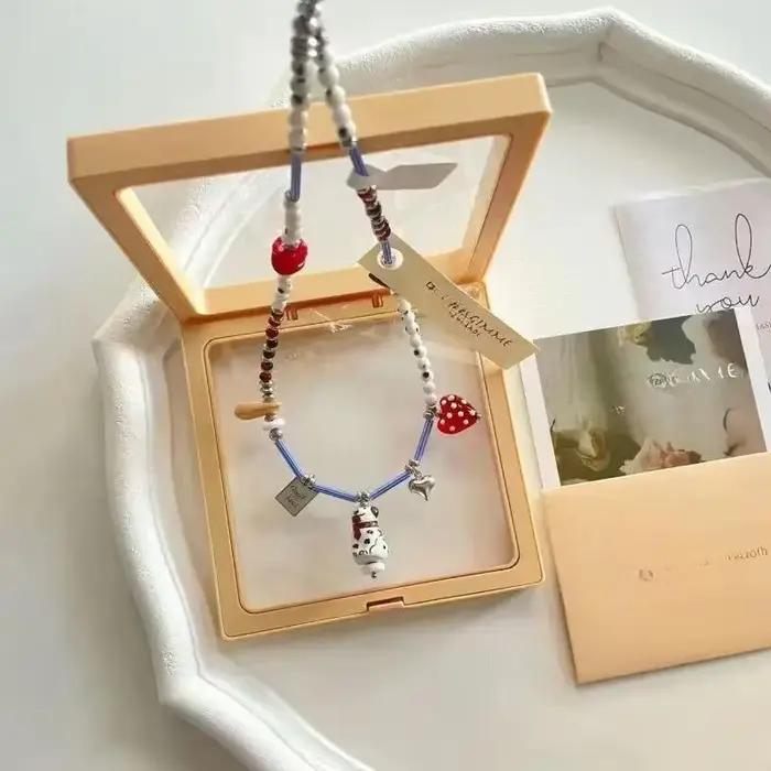 Collier de chiot dalmatien en perles noires et blanches, ras du cou fait à la main, pendentif de chiot, mignon, bijoux pour amoureux des chiens