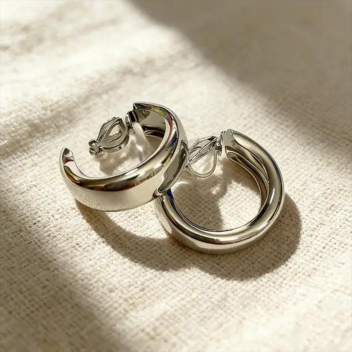 Boucles d'oreilles créoles demi-cercle plaquées or pour femmes, manchette d'oreille ronde, rétro, élégant, haut de gamme, vente en gros