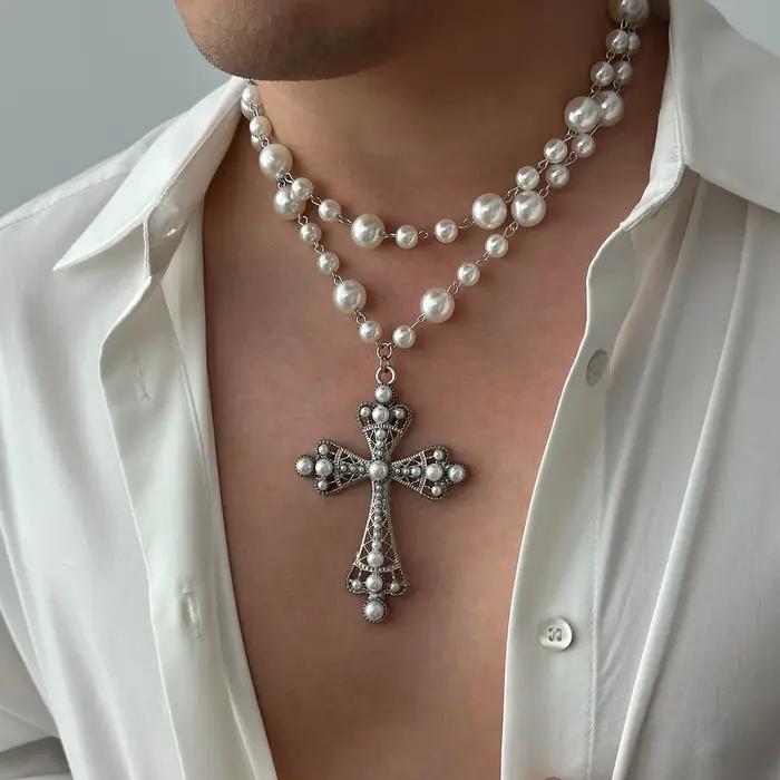 IngeSight.Z-Collier ras du cou en perles pour hommes et femmes