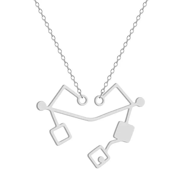Kinitial-Collier Coeur d'Etheria en Acier Inoxydable