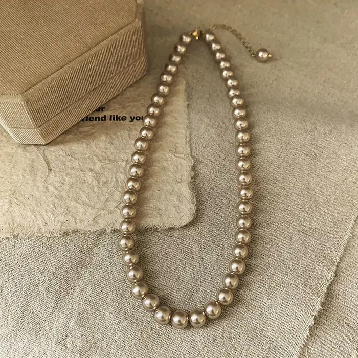Collier de perles de couleur Champagne pour femmes