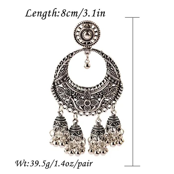 Boucles d'oreilles ethniques sculptées couleur or Jhumka Jhumki style Bohème cloche de fleur ronde pompon goutte d'eau pour femmes occasions spéciales mariage fiançailles anniversaire cadeau soirée vie quotidienne