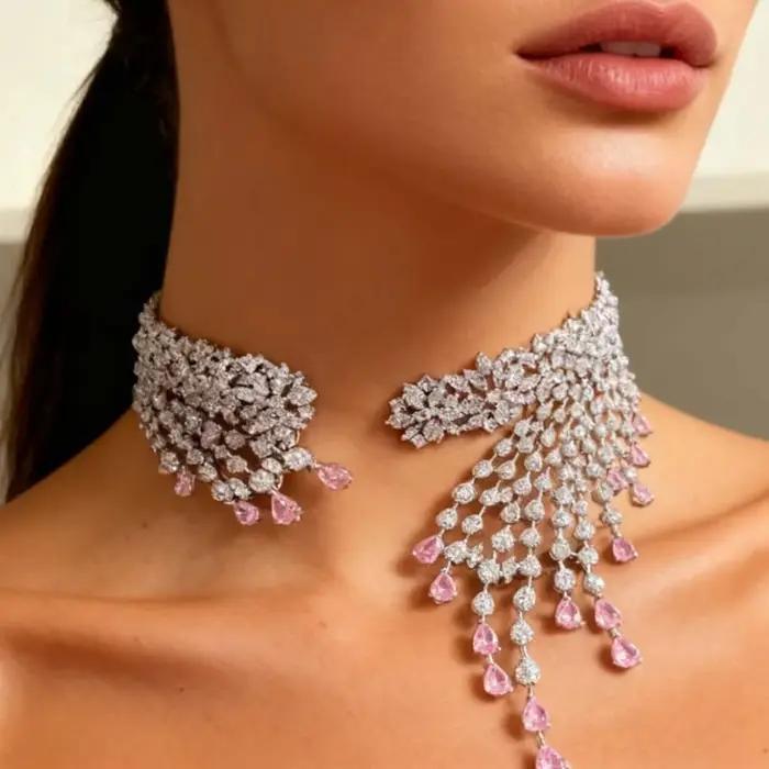 Ensemble de bijoux Missvikki plaqué rhodium pour femme avec pierres en oxyde de zirconium pour mariage et occasions spéciales