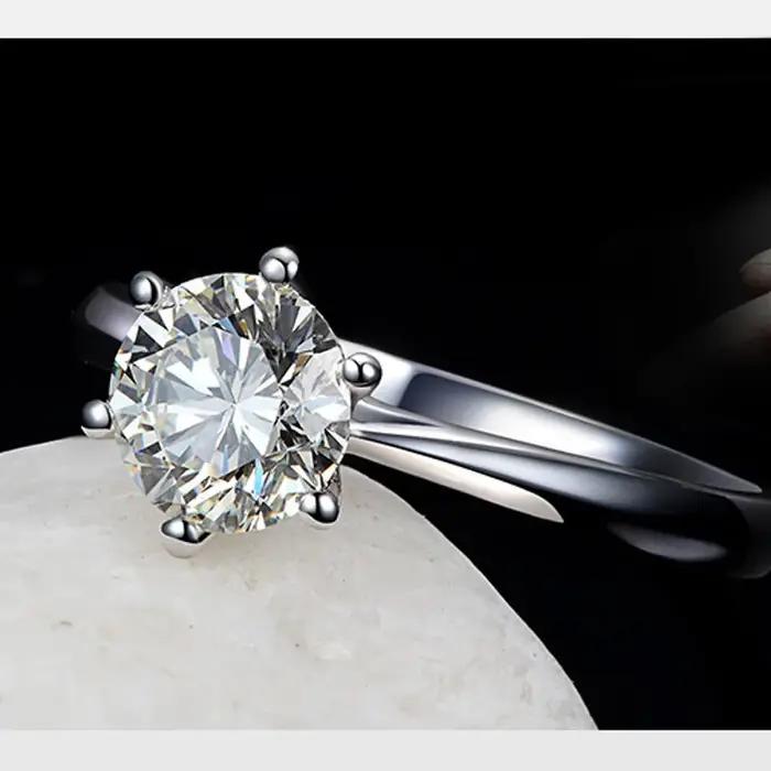 Bagues de mariage rondes en argent regardé 925 pour femmes et filles