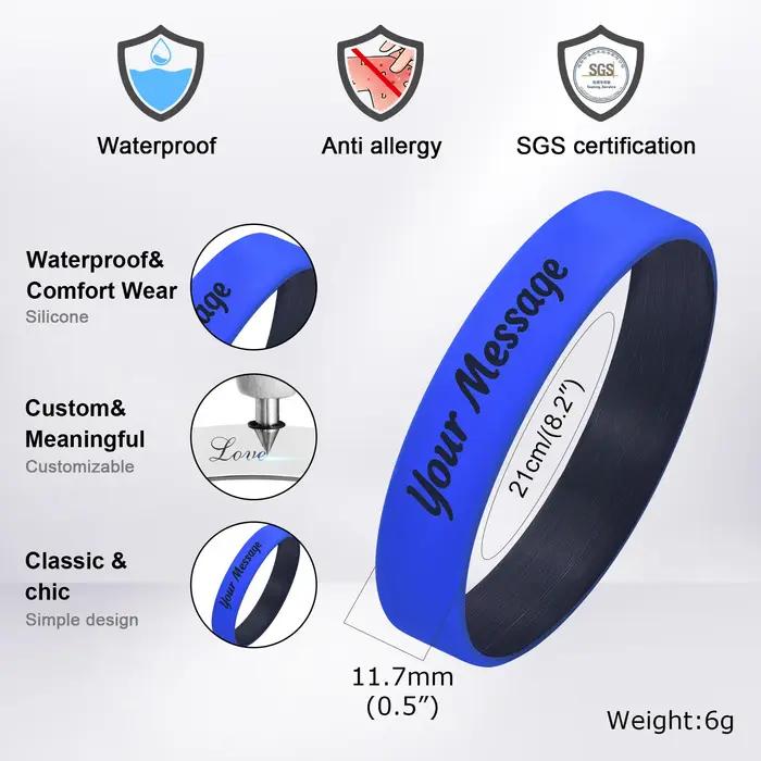 Bracelet d'identification personnalisé en silicone et alliage de cuivre pour femme avec fermoir de sécurité