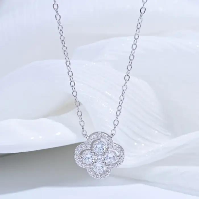 Collier trèfle à quatre feuilles en argent Sterling S925 pour femmes