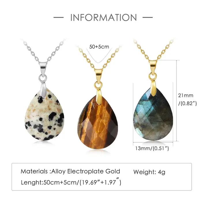 Collier pendentif en cristal de pierre naturelle pour dames, bijoux en forme de larme, cadeau pour la mère, mode bricolage, bateau de chia