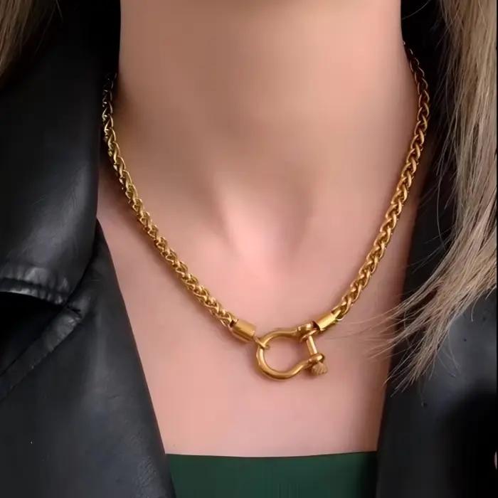 Mariasz – colliers minimalistes en acier inoxydable pour femmes, mousqueton en fer à cheval, collier de verrouillage à vis, chaîne en corde, bijoux Vintage, cadeau
