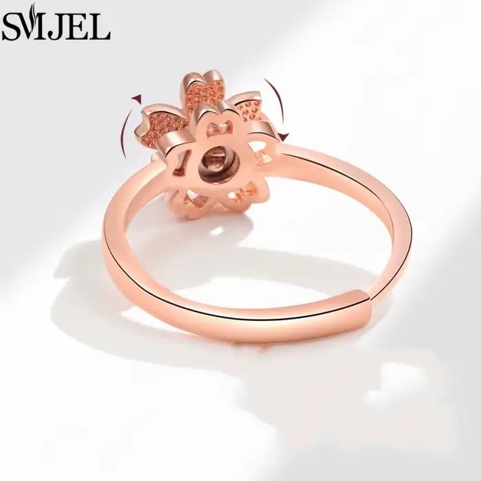 Bague de cocktail SMJEL avec motif daisy flower pour gestion du stress, pour femmes, occasions spéciales et soirées