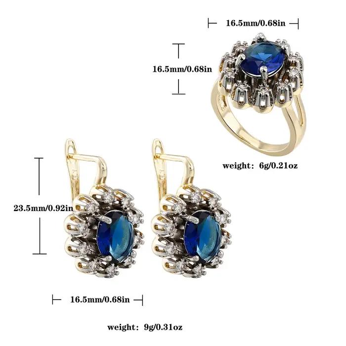 Ensemble de boucles d'oreilles et bague ovales incrustées de zircone