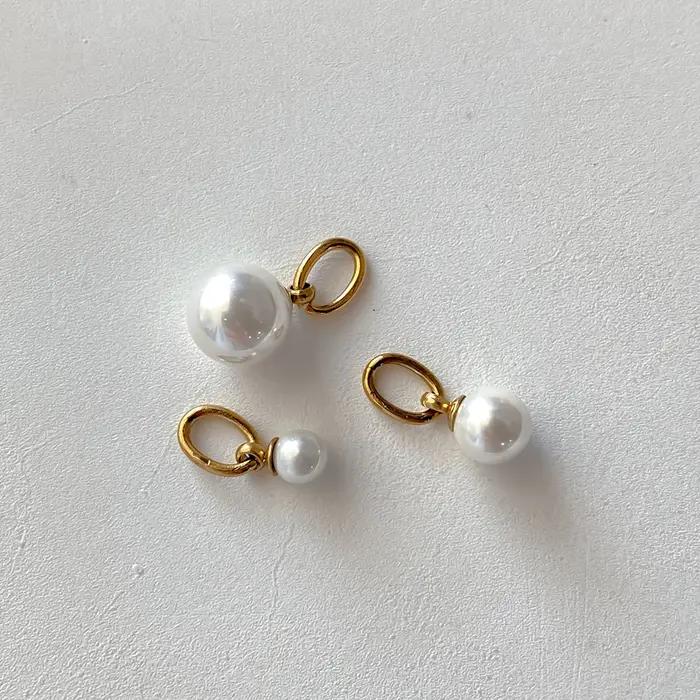 EManco – Lot de 3 breloques en perles d'imitation cultivées avec anneaux de jonction en acier inoxydable pour colliers
