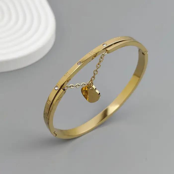 Bracelets et Joncs Classiques en Acier Inoxydable Couleur Or
