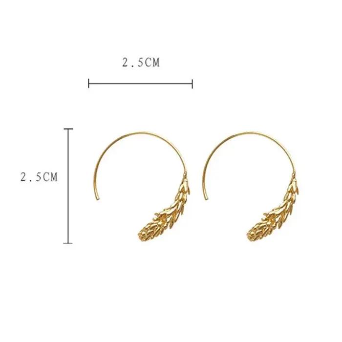 Boucles d'oreilles clous plaquées or motif épi de blé pour femme