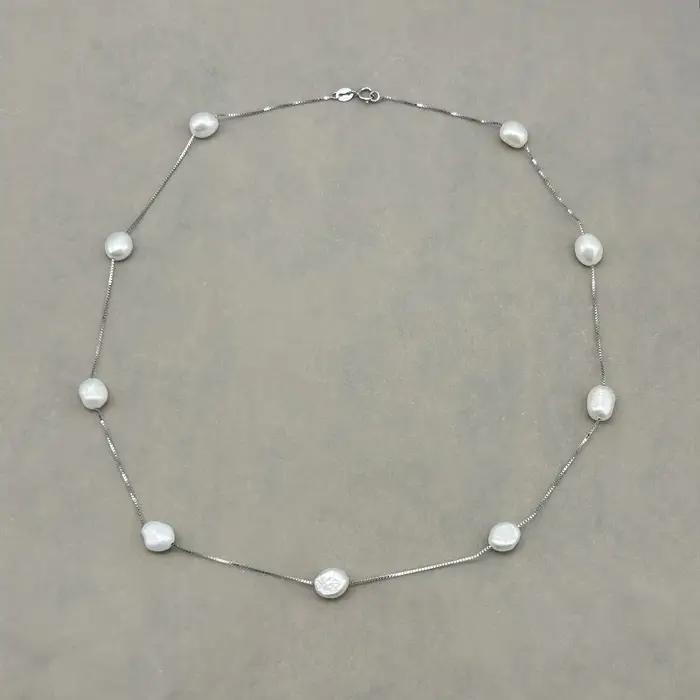 Collier de perles baroques véritables pour femmes, 6-7mm, perles d'eau douce naturelles, ras du cou