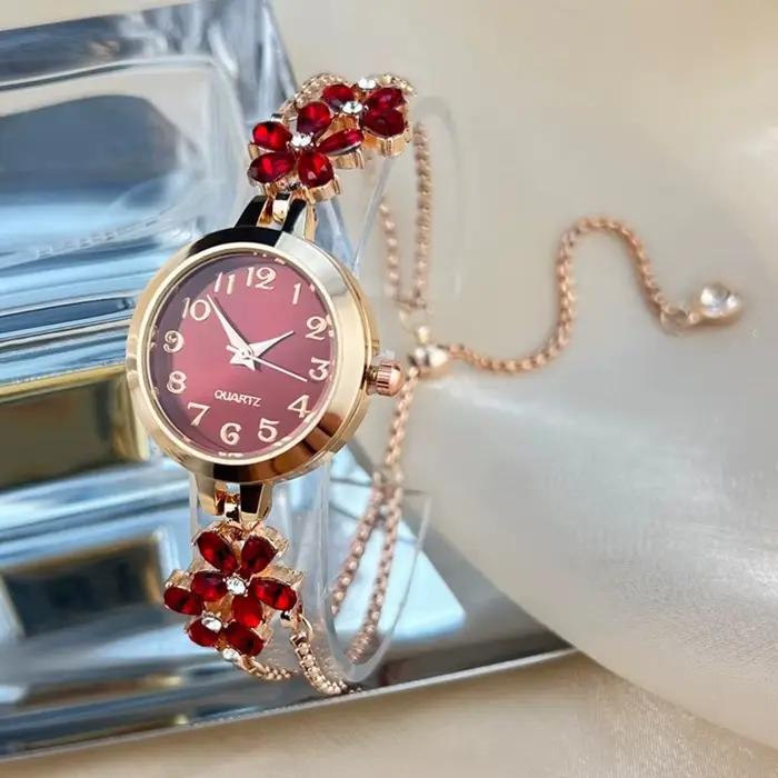 Montre-bracelet élégante pour femme, montre à quartz avec fleurs, montres d'affaires exquises pour d
