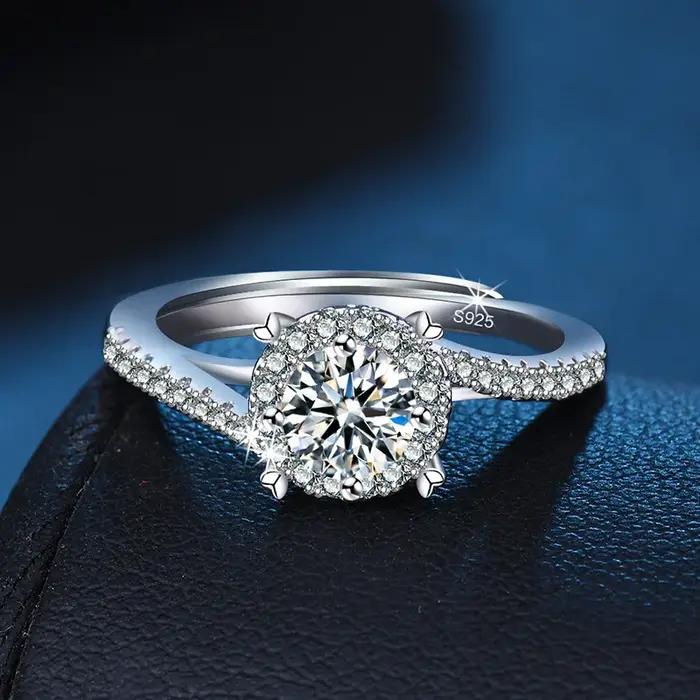 Bague en argent sterling 925 réglable pour femme, luxueuse, brillante, magnifique, bijoux de mode po
