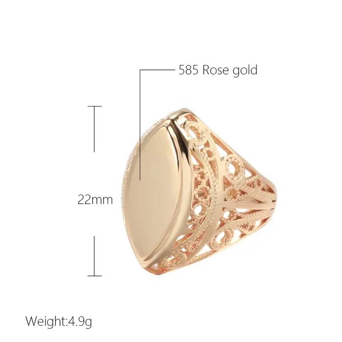 Kinel nouveau Design 585 or Rose brillant anneaux cadeau de noël mode losange fleur creuse femmes bijoux ethnique bague de mariage