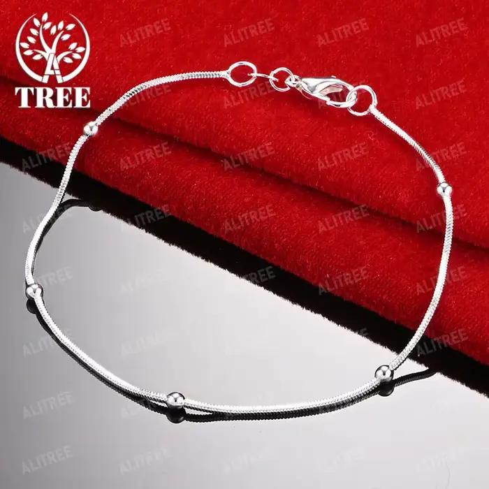 ALITREE 18K or jaune 1.7mm perles chaîne Bracelets pour femme fête fiançailles mariage noël anniversaire mode bijoux cadeaux