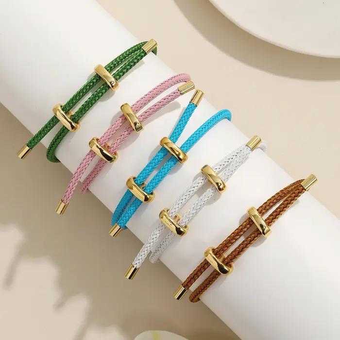 Bracelet en corde ajustable avec finition or pour femmes, accessoire de mode classique pour occasions spéciales