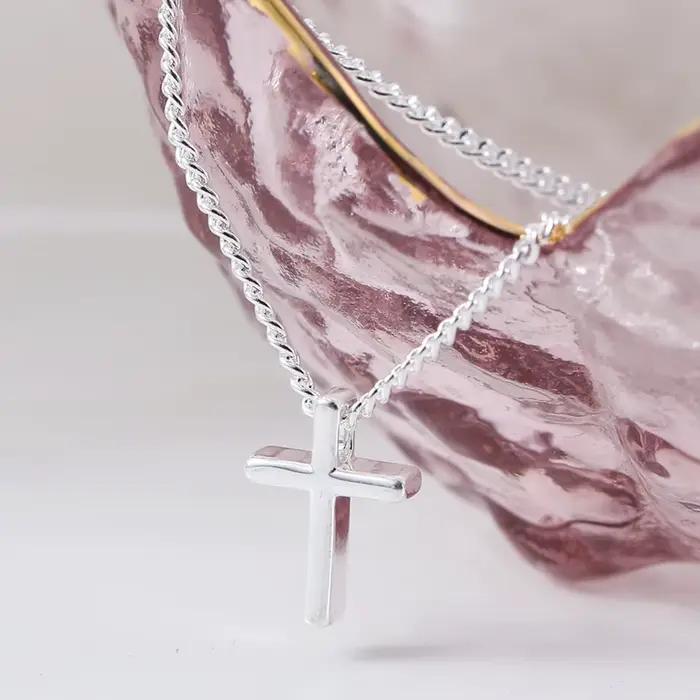 Collier pendentif croix en argent Sterling 925