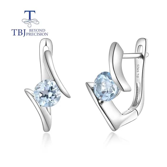 2026, boucles d'oreilles simples et élégantes en topaze bleu ciel naturel pour filles et femmes, bijoux fins en argent sterling 925, cadeaux