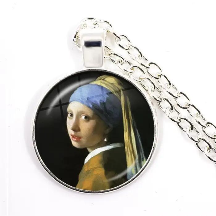 Pendentif de peinture à l'huile pour femmes et filles, 25mm, bijoux en verre, cadeau