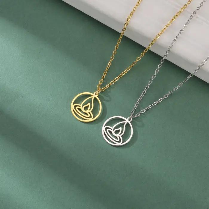 Cazador – collier avec pendentif éléments d'air, eau et feu pour femmes, en acier inoxydable, bijoux
