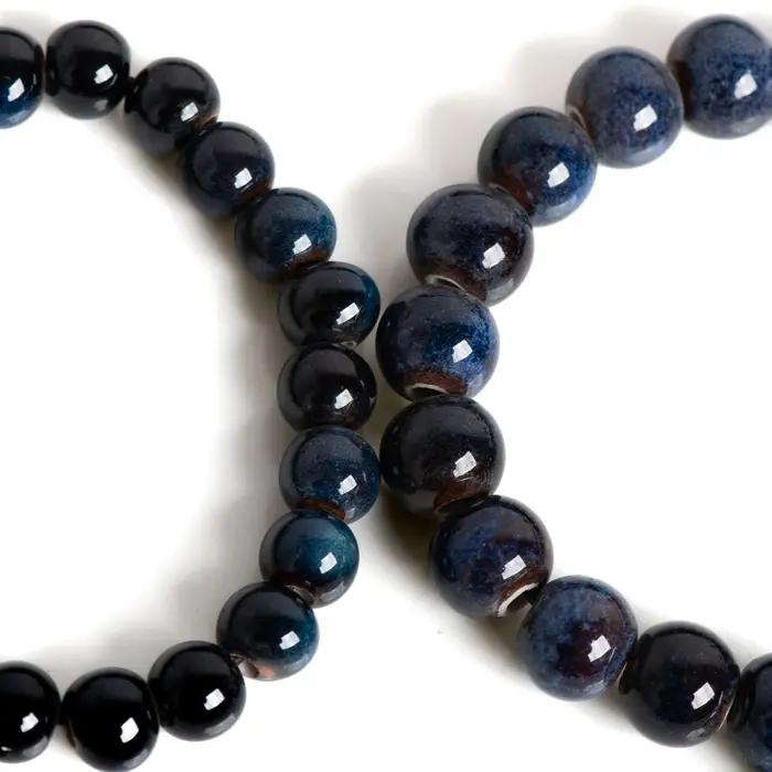Bracelet Éléphant en Céramique Fait Main Style Boho Pierres Précieuses Perles Bleues Unisexes Occasions Spéciales