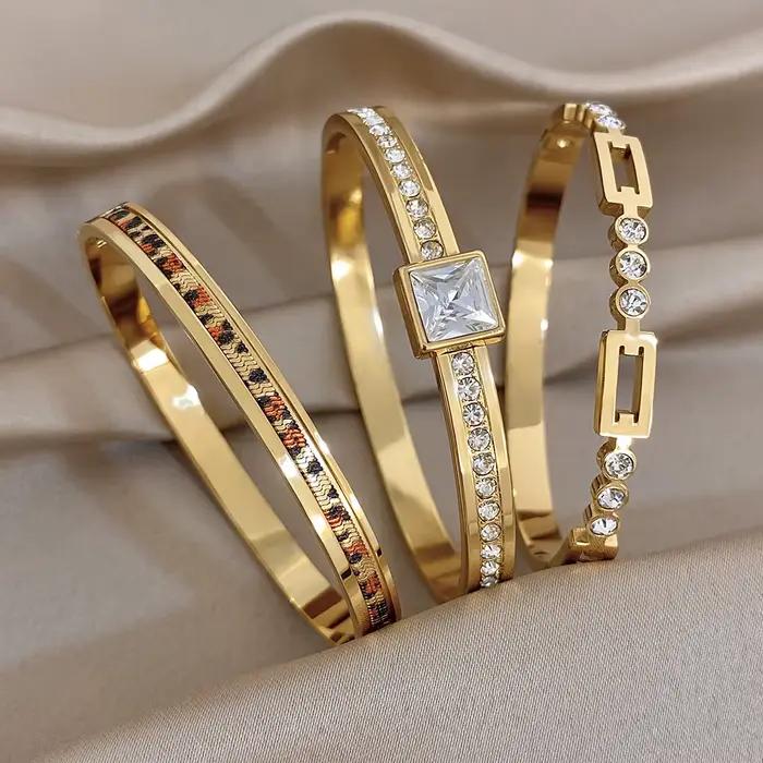 Bracelet fin à imprimé léopard tendance Greatera, style luxe léger, zirconium blanc carré, bracelet pour femmes, cadeaux Europe Amérique