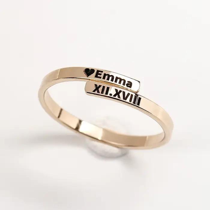 Bague personnalisée en argent 925 avec initiales pour femmes occasions spéciales elegance bijou de mariage alliance de fiançailles cadeau romantique