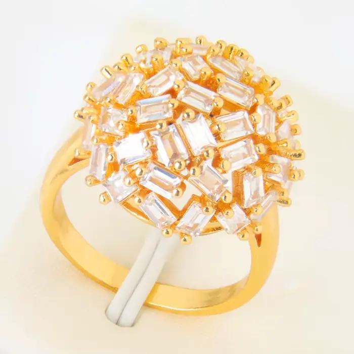 Bague de cocktail en perles italiennes plaquées or 24 carats avec zircone brésilienne pour femmes occasions spéciales et soirées de gala