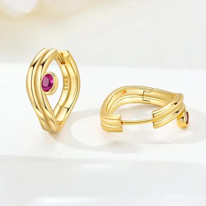 Boucles d'oreilles croisées géométriques en argent sterling S925 plaquées or 18 carats pour femmes, bijoux originaux et élégants pour toutes les occasions