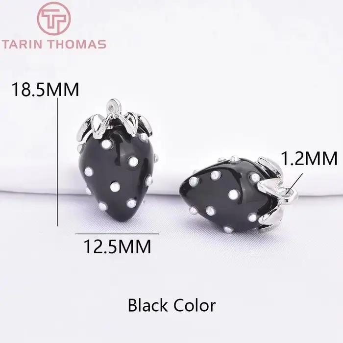 (10593) 4 pendentifs creux en forme de fraise