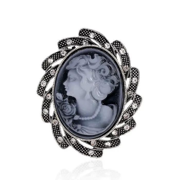 Broche camée de reine au Design victorien Vintage, cadeau de bijoux de beauté de mariage Antique, Style élégant