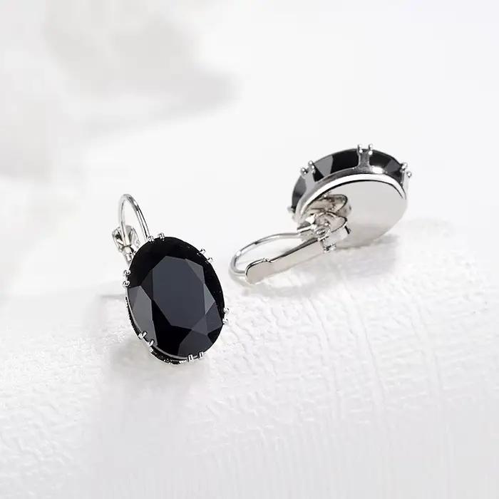 Jellystory 925 bijoux en argent boucles d'oreilles avec multicolore ovale en forme de saphir pierres précieuses boucles d'oreilles pour les femmes de mariage en gros