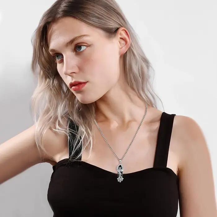 Eudora-Collier Prismatique en Obsidienne Hexagonale pour Femme