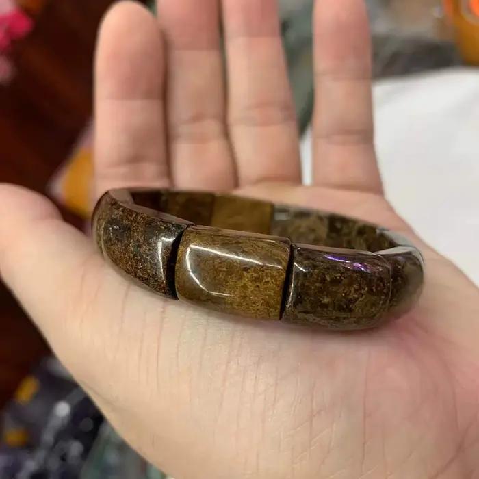 Nouveau Bracelet en Bronzite Naturelle Perles de Pierre DIY Bijou en Pierre Précieuse pour Femme Mod
