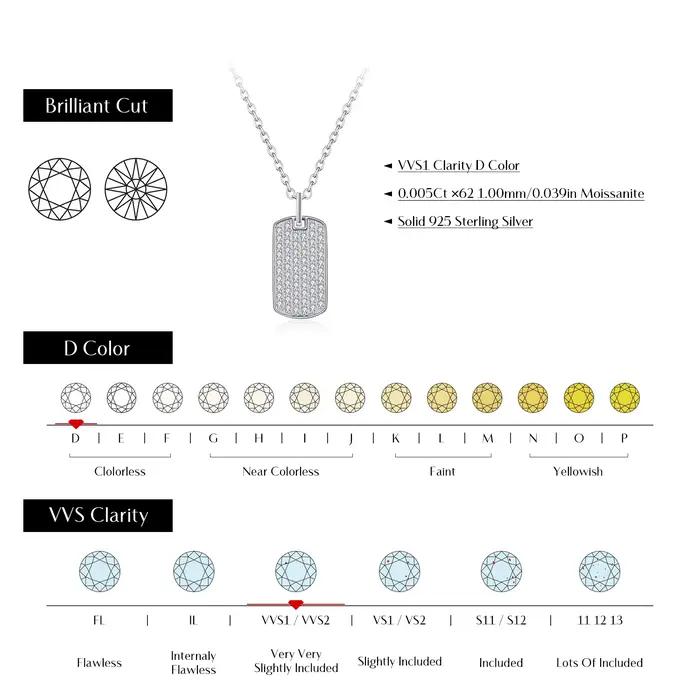 MODIAN D couleur Moissanite Rectangle marque collier 925 en argent Sterling à la mode empilable pendentif colliers pour femmes bijoux fins