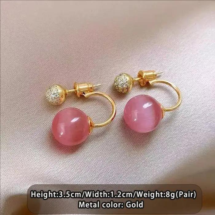 Boucles d'oreilles pendantes en opale rose pour filles, élégantes et douces, nouveau design, bijoux polyvalents, accessoires style 2026 pour femmes